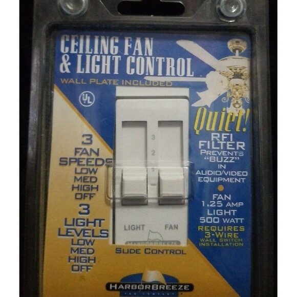 Harbor Breeze Ceiling Fan & Light Control 3 Fan Speeds & Light Levels - Picture 2 of 3